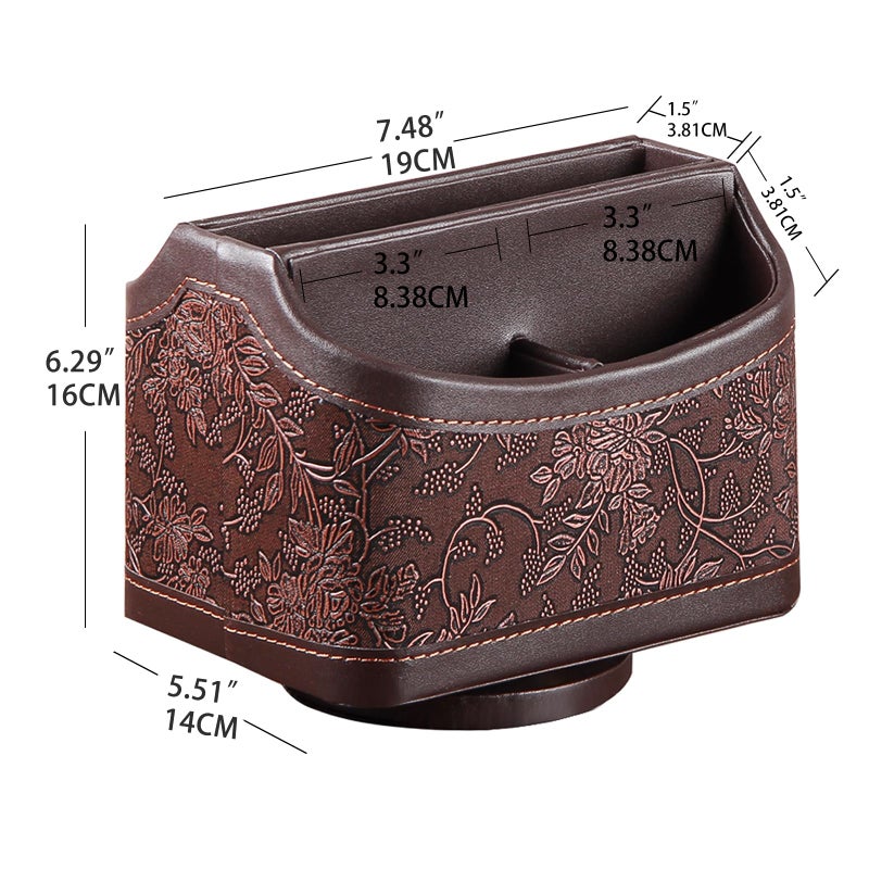 PUSU Leather 360Rotatable Remote Control Holder Nightstand TV Remote Caddy Office Supplies Desktop Organizer Spinning Storage Box for Pen Mail Phone DVD  Blu-Ray  Media Player  Heater Controllers - Image 3